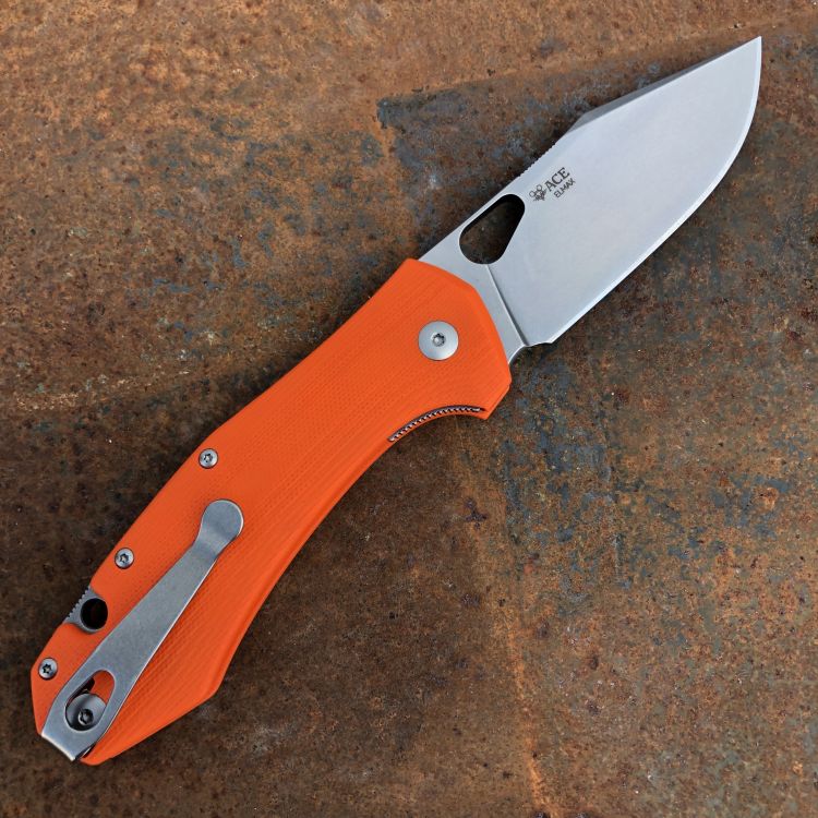 GiantMouse ACE Grand Orange G10 Uddeholm Elmax Stonewashed Blade Folding Knife